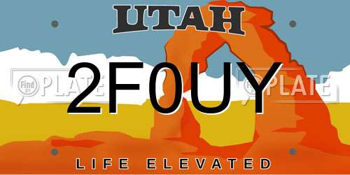 2F0UY Utah License Plate