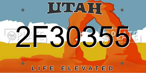 2F30355 Utah License Plate
