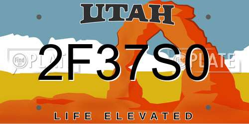 2F37S0 Utah License Plate
