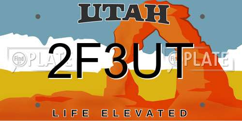 2F3UT Utah License Plate