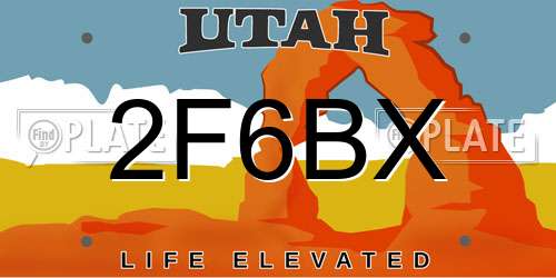2F6BX Utah License Plate