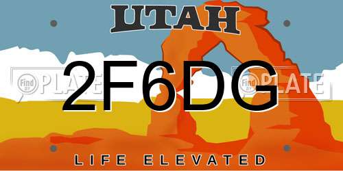 2F6DG Utah License Plate