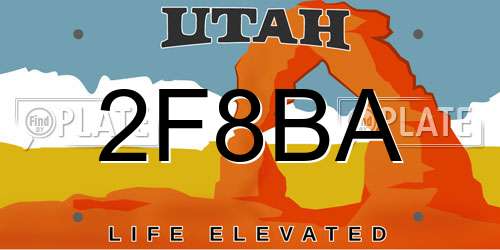 2F8BA Utah License Plate
