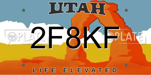 2F8KF Utah License Plate