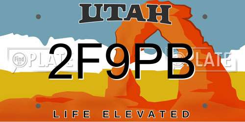 2F9PB Utah License Plate