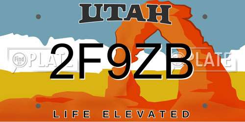 2F9ZB Utah License Plate