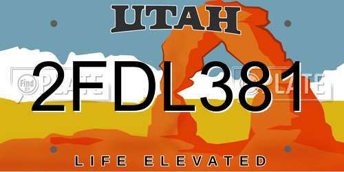 2FDL381 Utah License Plate