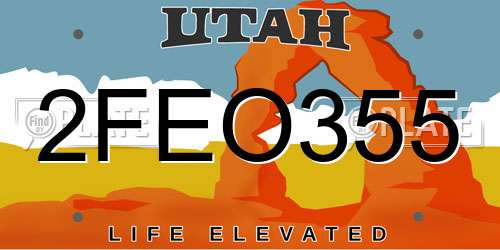 2FEO355 Utah License Plate
