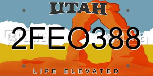 2FEO388 Utah License Plate