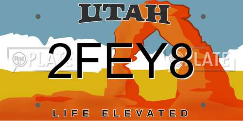 2FEY8 Utah License Plate