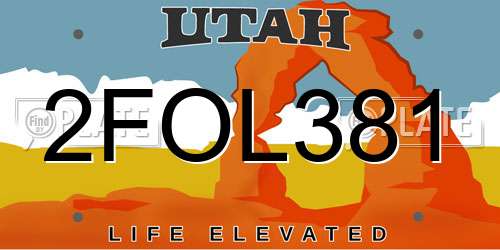 2FOL381 Utah License Plate