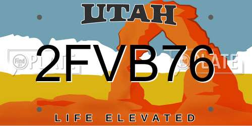 2FVB76 Utah License Plate