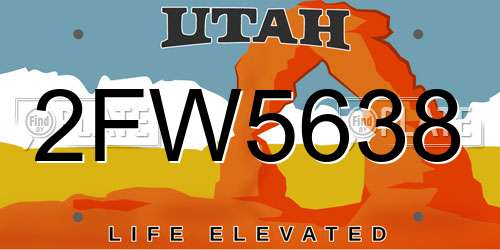 2FW5638 Utah License Plate