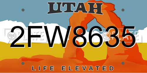 2FW8635 Utah License Plate