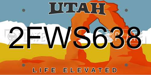 2FWS638 Utah License Plate