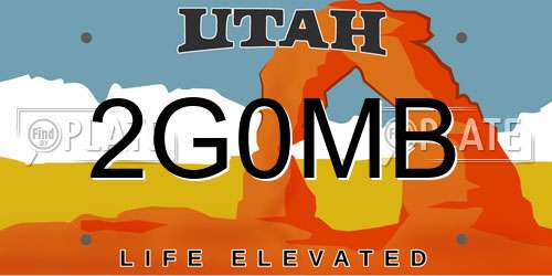 2G0MB Utah License Plate