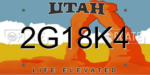 2G18K4 Utah License Plate