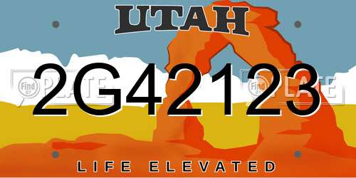 2G42123 Utah License Plate