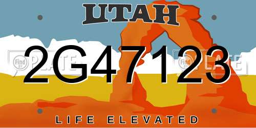 2G47123 Utah License Plate