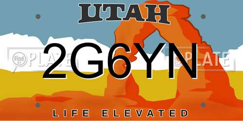 2G6YN Utah License Plate