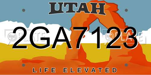 2GA7123 Utah License Plate