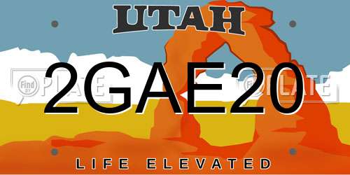 2GAE20 Utah License Plate