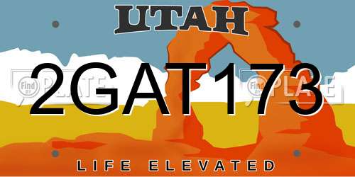 2GAT173 Utah License Plate
