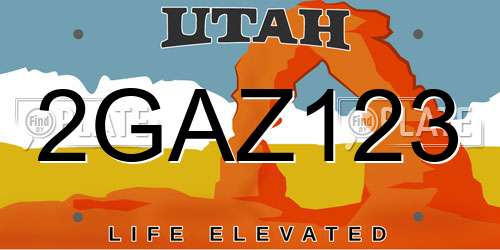 2GAZ123 Utah License Plate