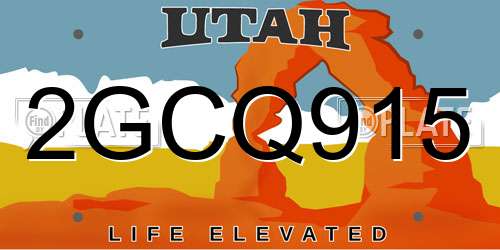 2GCQ915 Utah License Plate