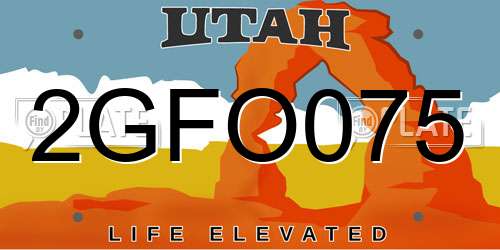 2GFO075 Utah License Plate