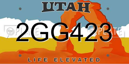2GG423 Utah License Plate