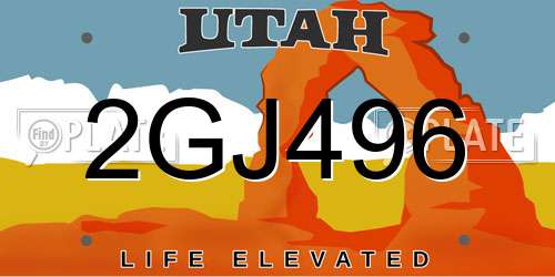 2GJ496 Utah License Plate