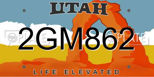 2GM862 Utah License Plate