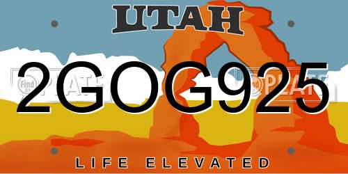 2GOG925 Utah License Plate
