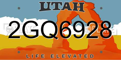 2GQ6928 Utah License Plate