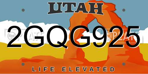 2GQG925 Utah License Plate