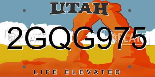 2GQG975 Utah License Plate