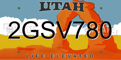 2GSV780 Utah License Plate