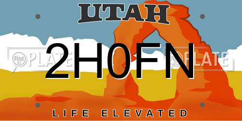 2H0FN Utah License Plate