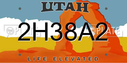2H38A2 Utah License Plate