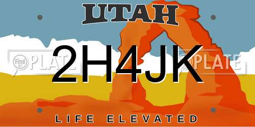 2H4JK Utah License Plate