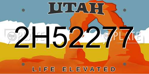 2H52277 Utah License Plate