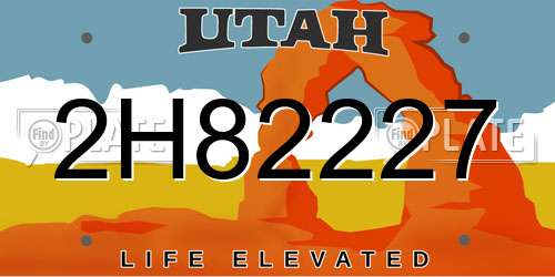 2H82227 Utah License Plate