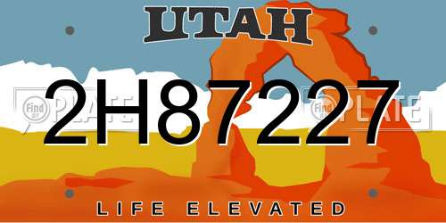 2H87227 Utah License Plate