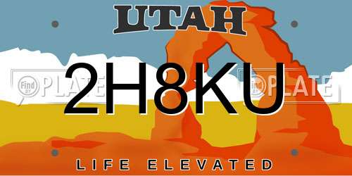 2H8KU Utah License Plate