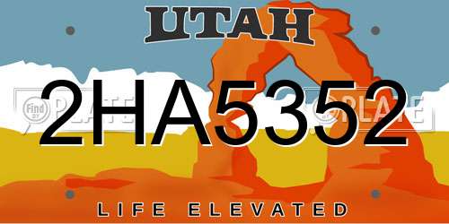 2HA5352 Utah License Plate