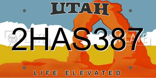 2HAS387 Utah License Plate