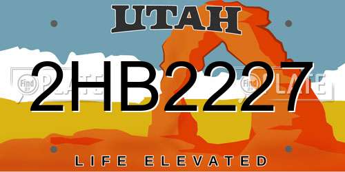 2HB2227 Utah License Plate