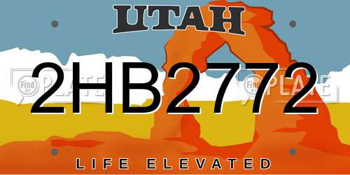 2HB2772 Utah License Plate