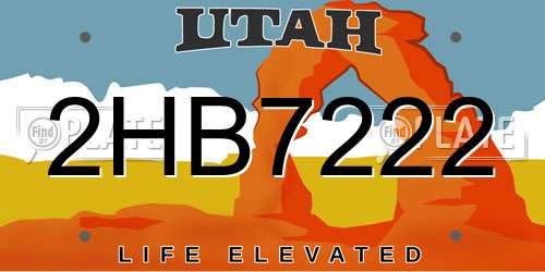 2HB7222 Utah License Plate